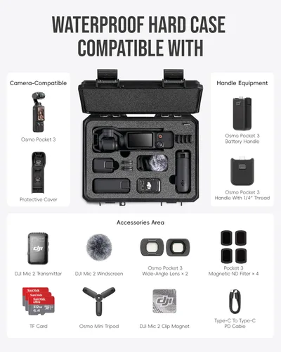 Miniatura 2 de Funda rígida impermeable de viaje para DJI Osmo Pocket 3 Accesorios/Creator Combo/Combo de expansión de energía/DJI Pocket 3 Cámara
