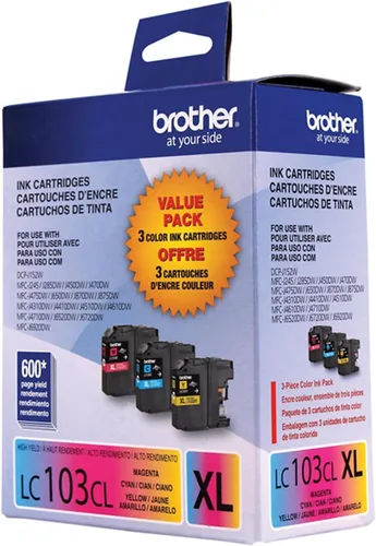 Miniatura 5 de Brother LC1033PKS, LC-103, Tinta de alto rendimiento Innobella, rendimiento de 600 páginas, paquete de 3, cian-magenta-amarillo