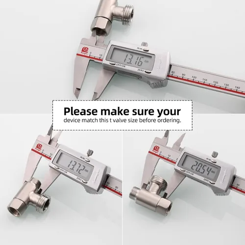 Miniatura 3 de Tecmolog 3-way 3/8" y 1/2" Adaptador de 3 vías Conector en T de acero inoxidable 3/8" Línea de agua T montaje níquel cepillado, 1 unidad, SBA020B
