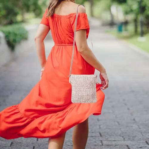 Miniatura 5 de Beurlike Monederos de paja para mujer, cartera de muñeca de playa, pequeña bolsa cruzada para niñas