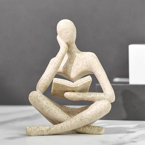 Miniatura 15 de Estatua de mujer de lectura, esculturas de pensador, adorno de arte abstracto, decoración de figura estética moderna, adecuada para el hogar, sala