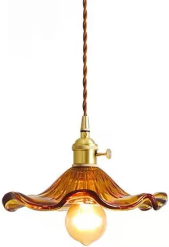 Miniatura 8 de Kitchen Island Light Fixture, Nordic Retro 9.0 in Green Glass Shade Hanging Pendant Lamp with Brass Finish, Adjustable Cord Chandelier for Bedroom