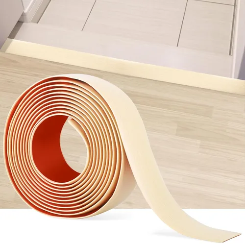 Miniatura 22 de Tira de transición de suelo de 5 pies, autoadhesiva, cubierta de vinilo, tira de transición divisora plana, diseño de grano de madera para huecos
