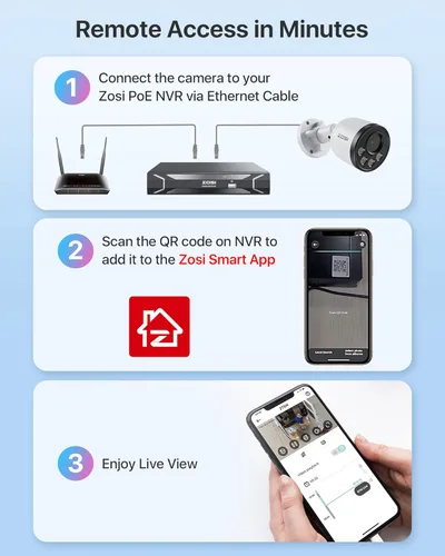 Miniatura 3 de ZOSI ZG1804E Cámara adicional de 4MP con audio, cámara de seguridad PoE para exteriores con visión nocturna, detección humana inteligente, IP66