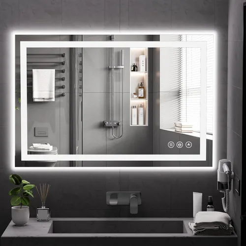 Miniatura 17 de Koonmi - Espejo de baño LED de 20 x 28 pulgadas, retroiluminación + iluminación frontal, espejo de baño LED con luces para pared, 3