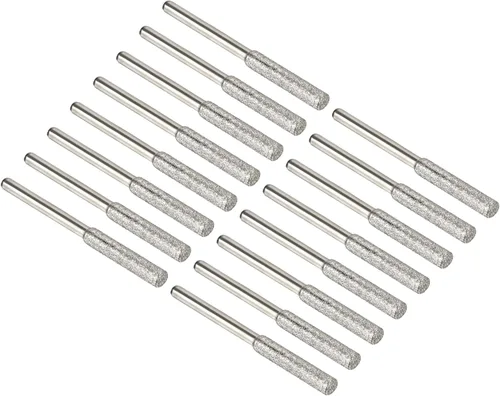 PATIKIL Afilador de motosierra de diamante de 5/32 pulgadas, paquete de 16 herramientas de afilado para pulir piedra, color plateado