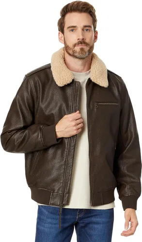 Miniatura 8 de Levi's Men's Faux Leather Aviator Bomber Jacket With Sherpa Collar