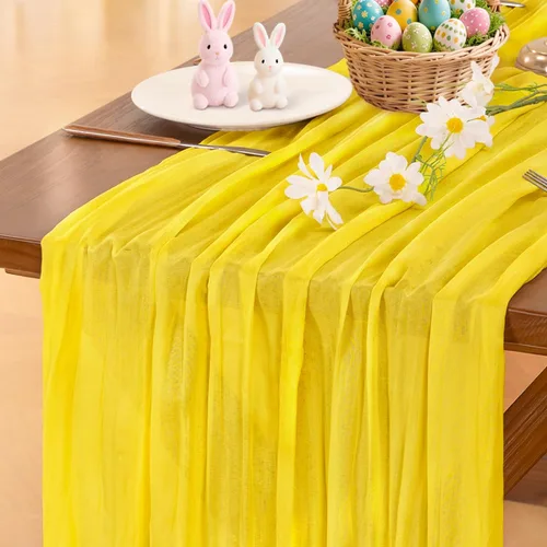 Miniatura 35 de Socomi - 10 caminos de mesa de gasa, estilo bohemio y rústico, para primavera, Pascua, bodas, fiestas, baby showers, cumpleaños y decoración, 120
