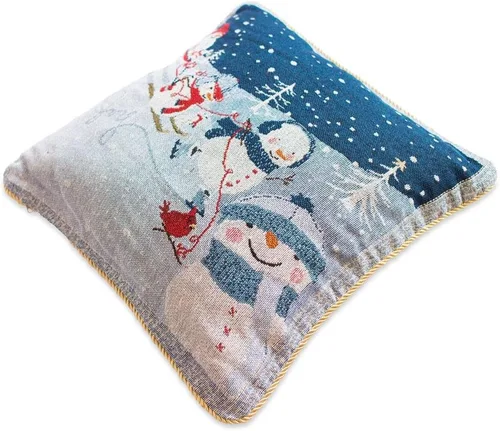 Miniatura 5 de BestPysanky Juego de 2 fundas de almohada con diseño de muñecos de nieve que disfrutan de invierno y desfile de Navidad