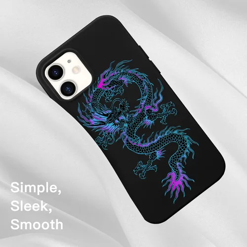 Miniatura 7 de Funda con estampado de dragón para iPhone 7/8 Plus, silicona líquida negra fresca para niñas y niños, funda de goma de gel suave de moda de cuerpo