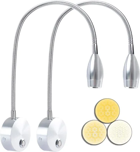 Luz de Lectura de Mesita de Noche Adust, Lámpara de Lectura de Dormitorio, Luz de Lectura Minimalista de 3W LED con Atenuación Táctil, Temperatura