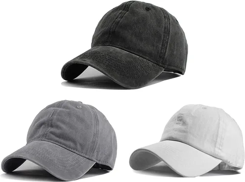 Miniatura 15 de HH HOFNEN Gorra de béisbol de algodón de sarga lavada y desgastada, vintage, ajustable, para hombre y mujer