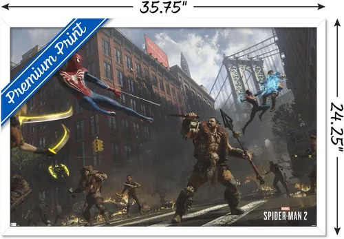 Miniatura 3 de Trends International Marvel's Spider-Man 2 - Póster de pared de lucha callejera con Kraven, 34 pulgadas de largo x 22.4 pulgadas de ancho, versión