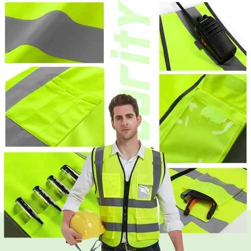 Miniatura 4 de Chaleco de seguridad de alta visibilidad Personaliza tu logotipo chaleco de seguridad protector, Amarillo
