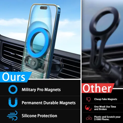 Miniatura 4 de Mag safe - Soporte de teléfono para tu coche, [imanes más fuertes] [ángulos ilimitados] Soporte magnético para teléfono de coche, accesorios