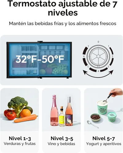 Miniatura 3 de EUHOMY Mini refrigerador de 1.7 pies cúbicos, refrigerador compacto reversible de una sola puerta, termostato ajustable, ahorro de energía, mini