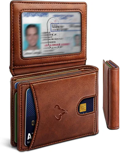 Miniatura 18 de BULLIANT Billetera para hombre, delgada de cuero, bolsillo frontal, tarjetero para regalo, para hombres, 11 ranuras con bloqueo RFID, Minimalista