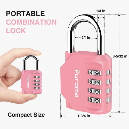 Miniatura 5 de Puroma 1 paquete de candado de combinación de 4 dígitos impermeable al aire libre para taquilla, para escuela, gimnasio, deportes, cerca, caja
