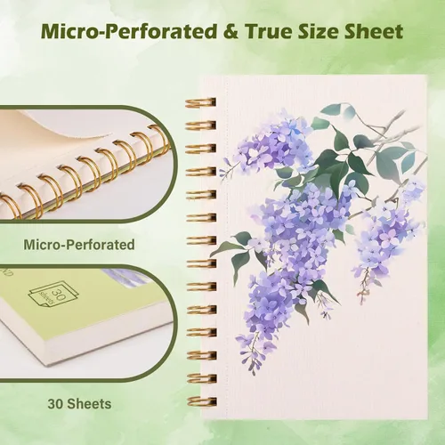 Miniatura 3 de Bloc de papel de acuarela en espiral de 5 x 7.5 pulgadas, 30 hojas de papel de artista sin ácidos de 140 libras/10.58 oz Páginas perforadas
