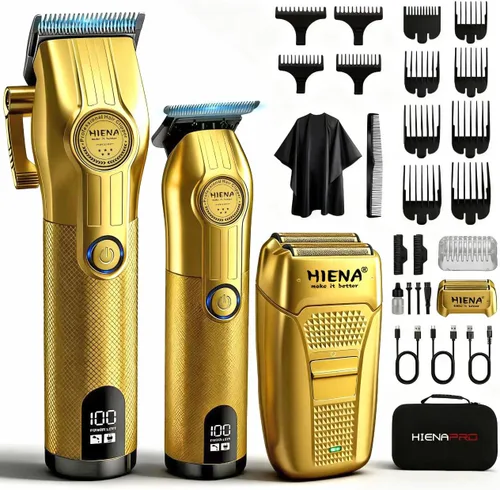 HIENA PRO Juego de cortapelos y recortadores – Cortadora de pelo inalámbrica para hombres, recortadora de pelo y afeitadora de papel de aluminio,
