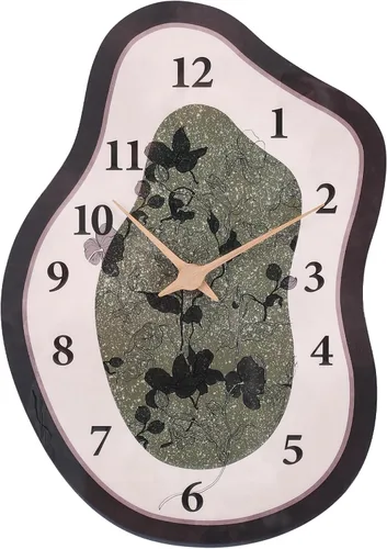 Miniatura 10 de Reloj de pared retro de mediados de siglo con forma irregular, silencioso sin tictac, funciona con pilas, 14 x 10 pulgadas, reloj de arte vintage