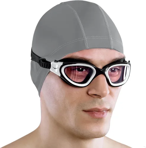AqtivAqua DX - Gafas de natación con visión amplia para adultos, hombres y mujeres, antiempañamiento y sin fugas Gafas blancas + funda negra