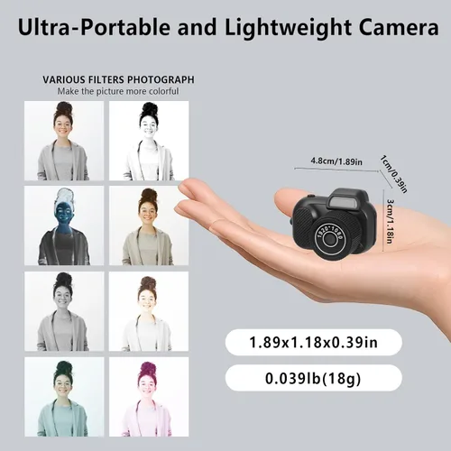 Miniatura 4 de Mini cámara con llavero, FHD 1080p 8MP Mini cámara digital con tarjeta SD de 32 GB, pantalla HD de 0.96 pulgadas, duración de la batería de 100 Negro