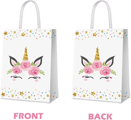 Miniatura 5 de 16 bolsas de unicornio para fiestas de cumpleaños – Bolsas de regalo para dulces para niñas y niños