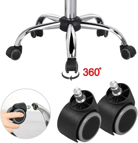 Miniatura 7 de Yaheetech Silla de escritorio ajustable de trabajo de piel sintética con respaldo bajo acanalado, sin reposabrazos, giratoria, negra, con ruedas