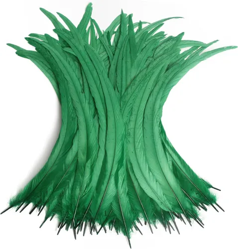 Miniatura 20 de THARAHT 50 piezas de plumas de cola de gallo, naturales, de 12 a 14 pulgadas (30-35 cm) para manualidades, bodas, atado de moscas, plumas para Rosa