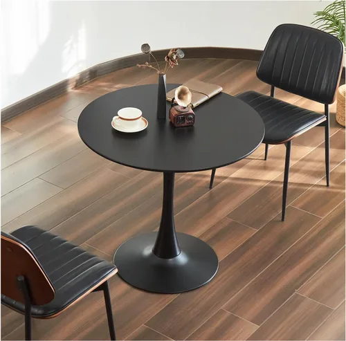 Miniatura 5 de Mesa de comedor redonda, mesa circular de tulipán de 31.5" con tablero engrosado y pedestal de metal, mesa de bistró moderna de mediados de siglo