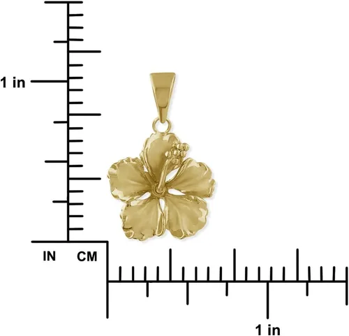 Miniatura 3 de Collar con colgante de hibisco de plata de ley de 0.669 in, extensor de 16+2 pulgadas