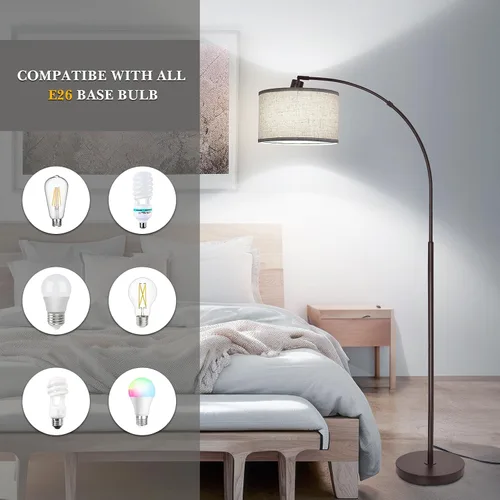 Miniatura 4 de Lámpara de pie para sala de estar, lámpara de pie de arco con cabezal de lámpara ajustable, lámpara de pie de poste alto con interruptor de pedal