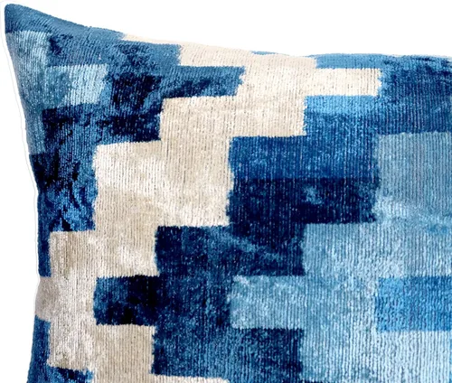 Miniatura 3 de CANVELLO -Exquisita almohada/cojín de plumón: almohadas de plumas elegancia y arte Almohadas icónicas con diseño Ikat Seda de terciopelo suave