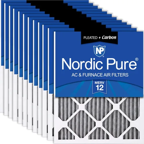 Nordic Pure Filtros de aire para horno MERV 12 plisados más carbono 12 x 18 x 1 (11 1/2 x 17 1/2 x 3/4)