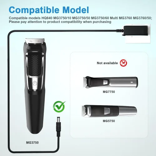 Miniatura 3 de Cargador rápido de 8V 100mA para Philips Norelco HQ840 Multigroom Series MG3750 MG3750/50 MG3750/10 MG3750/60 MG3760 MG3760/50 Adaptador