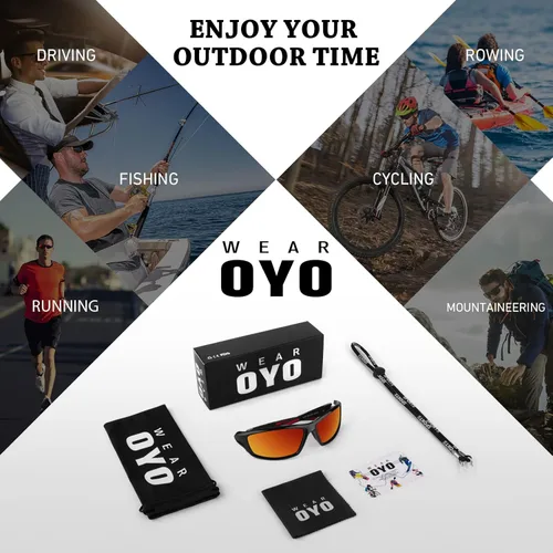 Miniatura 7 de WEAROYO - Gafas de sol polarizadas deportivas para hombres y mujeres, gafas de pesca y conducción rectangulares, protección UV400 C Negro Rojo