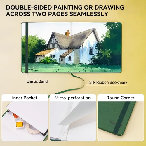 Miniatura 5 de Lightwish Cuaderno de Acuarela Cuadrado, Papel de Acuarela 100% Algodón Prensado en Caliente 19 x 19 cm, 20 Hojas (140 lb/300 g/m²), Libre de Ácidos