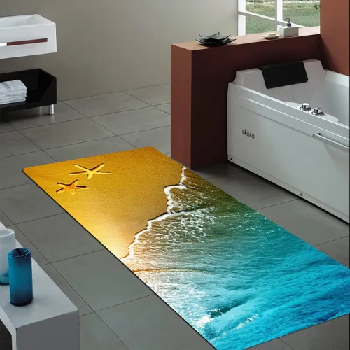 Miniatura 9 de LYFANS Alfombras de baño de espuma de esponja absorbente suave para baño y cocina (24 x 71 pulgadas), tapete de franela antideslizante brillante