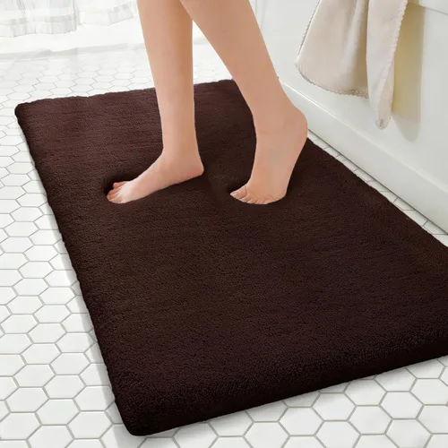 Miniatura 14 de MINIDEAR - Alfombras de baño 24x17 beige - Tapete de baño de espuma elástica gruesa, ultra suave y pachona, antideslizante, de secado rápido
