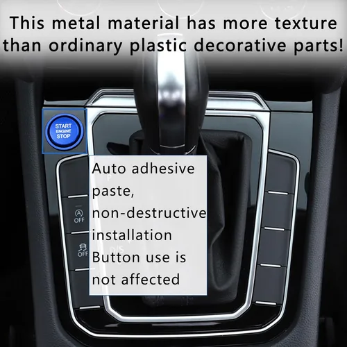 Miniatura 6 de Cubierta de botón de arranque para automóvil compatible con Audi, cubierta de aluminio para botón de arranque del motor con anillo de metal para Azul
