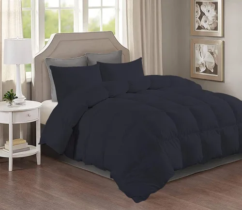 Miniatura 2 de Juego de edredón y sábanas de 7 piezas de alta calidad, 100% algodón egipcio, 800 hilos, bolsillo profundo de 18 pulgadas, tamaño Queen, color negro
