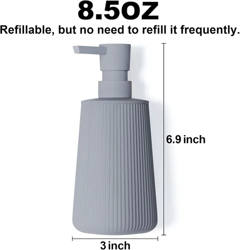 Miniatura 5 de Uaniar Juego de 2 dispensadores de jabón de baño, dispensador de jabón gris para cocina, pequeños dispensadores de jabón de manos de plástico de 8.5