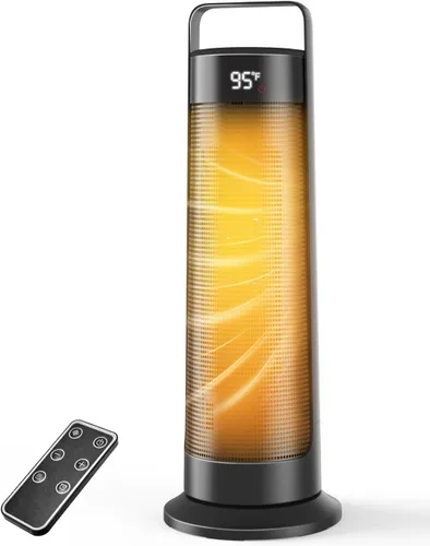 Calentador de espacio para uso en interiores, habitación grande, calentador de oficina portátil de 1500 W, oscilación de 120°, cerámica PTC con Negro