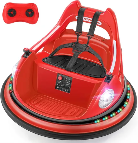 ELEMARA Coche chocón para niños, 3.1 km/h máx, coche eléctrico de 12 V para niños pequeños, coche de choque con giro de 360° y música, 5 modos de
