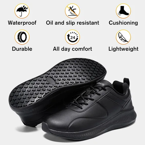 Miniatura 7 de Taquco Zapatos antideslizantes para hombre, impermeables, para cocina, chef, trabajo, servicio de alimentos, zapatos de trabajo antideslizantes
