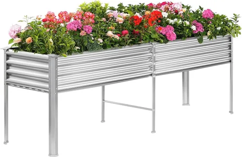 Miniatura 10 de Land Guard Cama de jardín elevada de metal ovalada galvanizada con patas para verduras (beige)