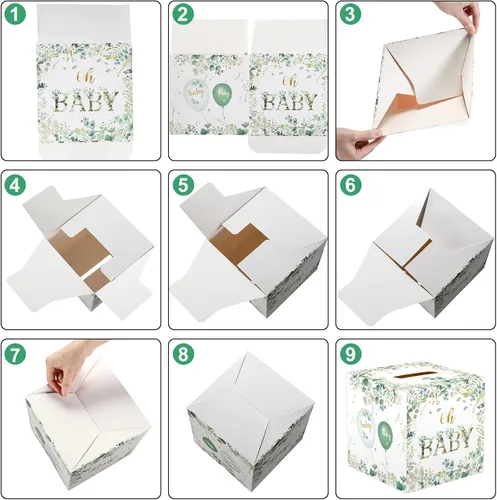 Miniatura 7 de Gersoniel Juegos de baby shower, caja de rifas de pañales con 50 boletos para rifas de pañales, decoración de fiesta de baby shower, kit de juego
