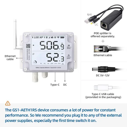 Miniatura 4 de GS1-AETH1RS + paquete de sirena termómetro Ethernet higrómetro, sensor de humedad y temperatura WiFi, registrador digital de datos de temperatura