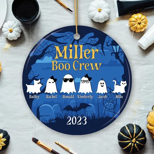 Miniatura 2 de Adorno personalizado para miembros de la familia de fantasmas de Halloween, lindo regalo de tripulación de abucheo, decoración del hogar